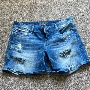 Black Label Ripped Blue Jean Shorts